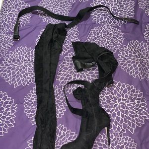 Over the knee boots with belt